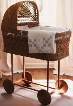 
A wicker bassinet is a healthy way to welcome your baby home.
